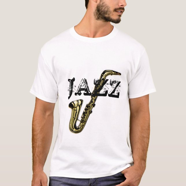 Camiseta saxofónica de jazz (Anverso)