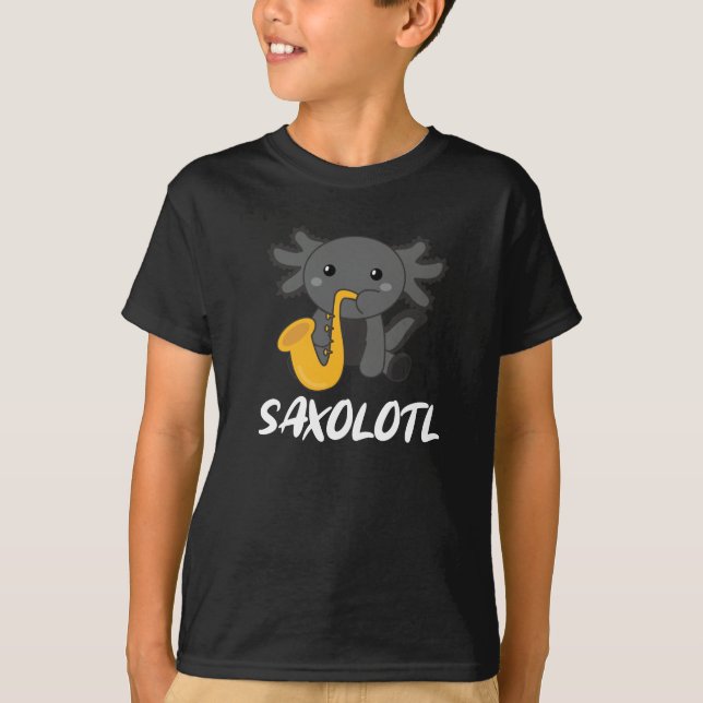 Camiseta Saxolotl Toca Música Saxofónica Un Dulce Axolotl (Anverso)