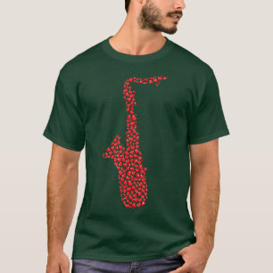 Camiseta Saxophone Music Lover Heart Shape Saxophone Valent
