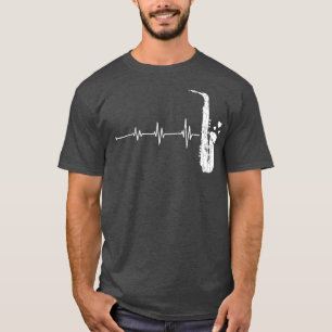 Camiseta Saxophone Player Heartbeat Funny Jazz Music Musici