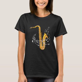 Camiseta Saxophone Sheet Notes Saxophone Reed Woodwing Jazz