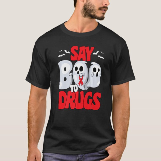 Camiseta Say Boo To Drugs Red Ribbon Week Awareness Hallowe (Anverso)
