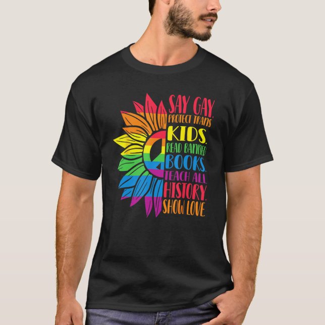 Camiseta Say Gay Protect Trans Kids Read Banned Books Pride (Anverso)