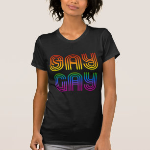 Camiseta Say Gay Retro Rainbow