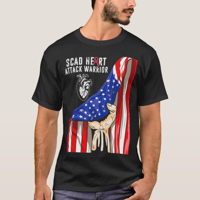Camiseta SCAD Heart Attack Survivor Art US Warrior Awarenes (Anverso)