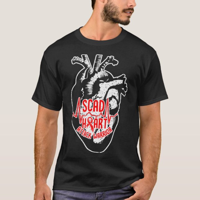 Camiseta SCAD Heart Attack Survivor Ribbon Warrior Awarenes (Anverso)