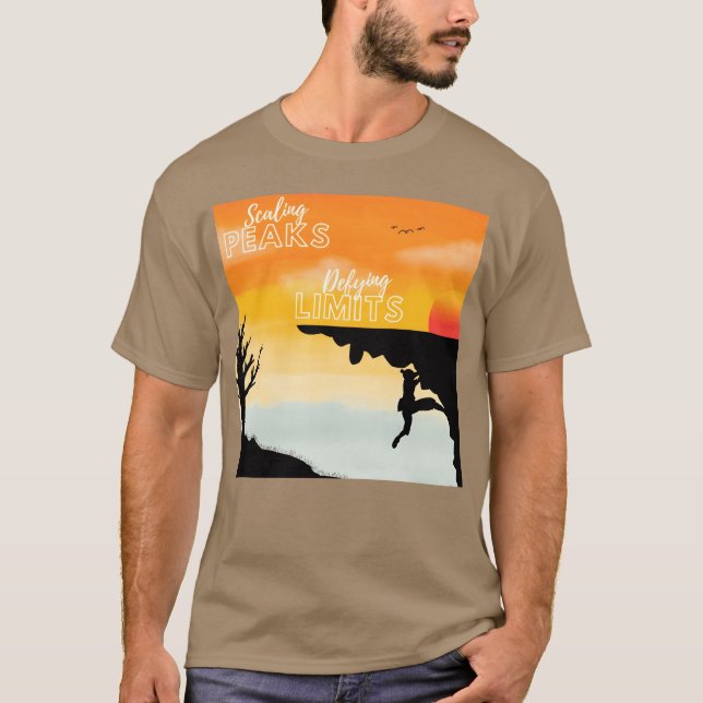 Camiseta Scaling Peaks Defying Limits rock climbing boy (Anverso)