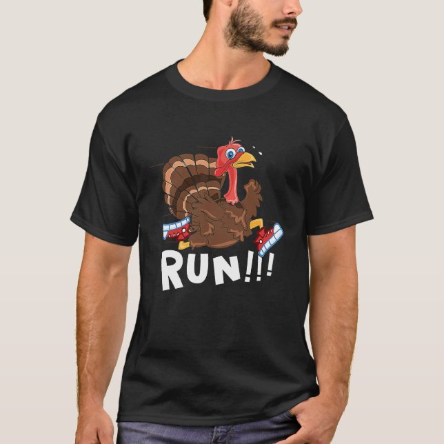 Camiseta Scared Turkey Run  Thanksgiving Running Turkey Tro (Anverso)