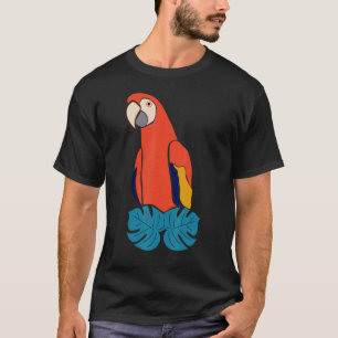 Camiseta Scarlet Macaw Gráfico De Aves Rojas Y Amarillas Az