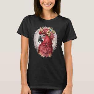 Camiseta Scarlet Macaw Parrot Watercolor Pájaro Flor