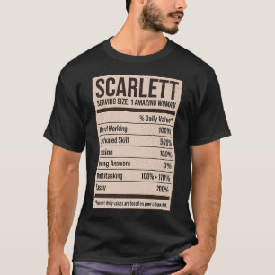 Camiseta Scarlett Nutrición Hechos Nombre Apodo Título