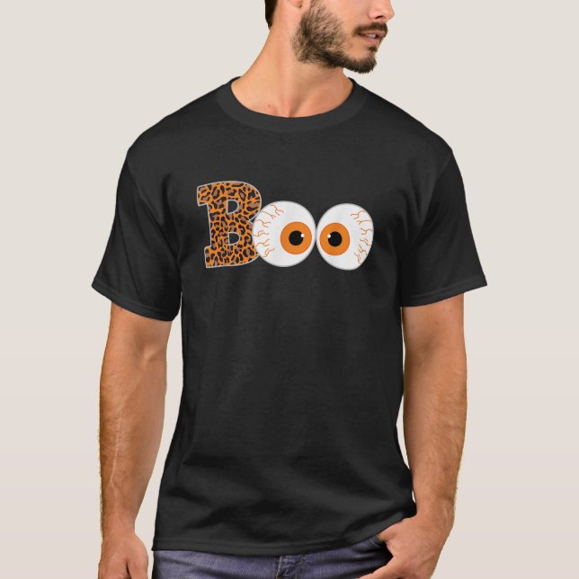 Camiseta Scary Boo Eyeball Leopard Print Halloween Costume  (Anverso)