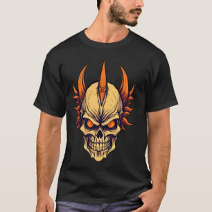 Camiseta Scary Demon Face Horn Sugar Skull Zombie Creepe Ha