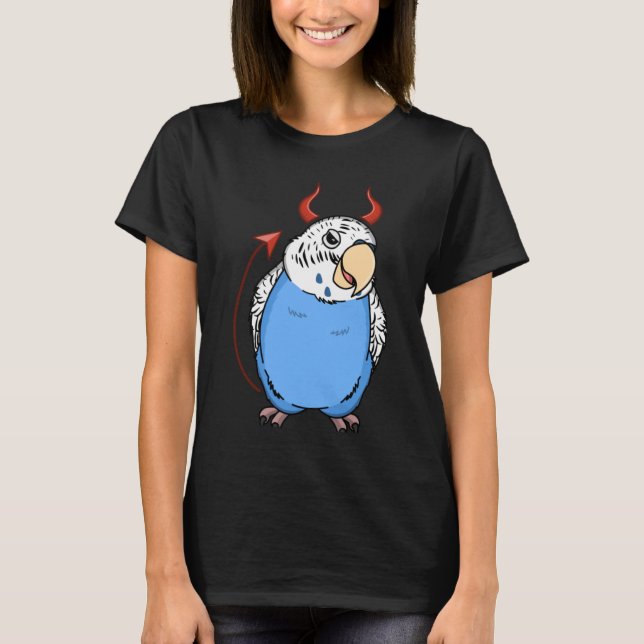 Camiseta Scary Devil Costume Parrot I Blue Budgie Budgeriga (Anverso)