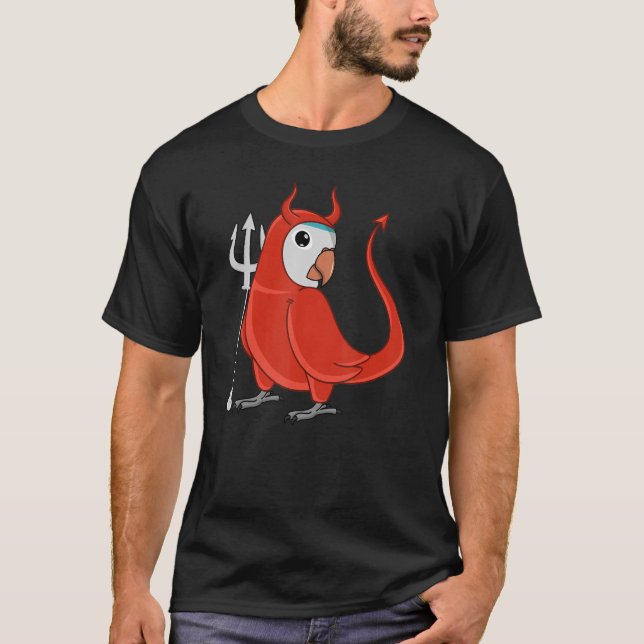 Camiseta Scary Devil Costume Parrot I Blue Monk Parakeet Qu (Anverso)