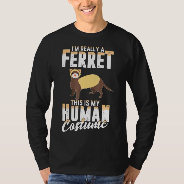 Camiseta Scary Ferret Human Costume Halloween  Women Men (Anverso)