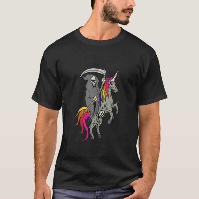 Camiseta Scary Grim Reaper Skeleton: Muerte en Unicorn T (Anverso)