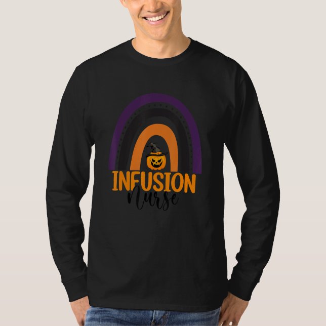 Camiseta Scary Halloween Infusion Nurse Rainbow Infusion Nu (Anverso)