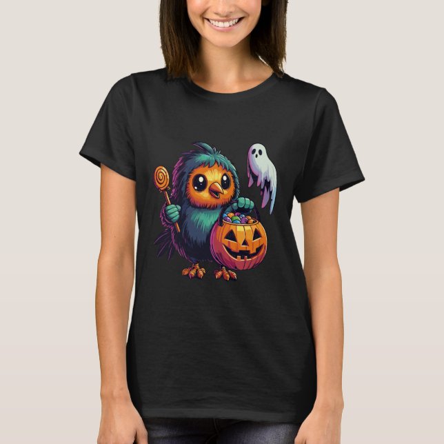 Camiseta Scary Halloween Kiwi Bird Ghost Spooky Candy Bag 5 (Anverso)