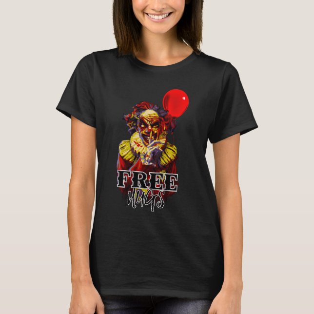 Camiseta Scary Halloween Payaso LIBRE DE HUGS Fiesta de dis (Anverso)