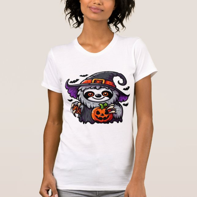 Camiseta Scary Halloween Sloth Witch Hat Costume Spooky Sea (Anverso)