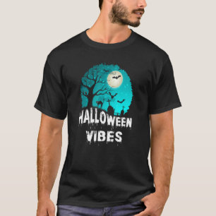 Camiseta Scary Halloween Vibes Scary Broom Graveyard Cat B