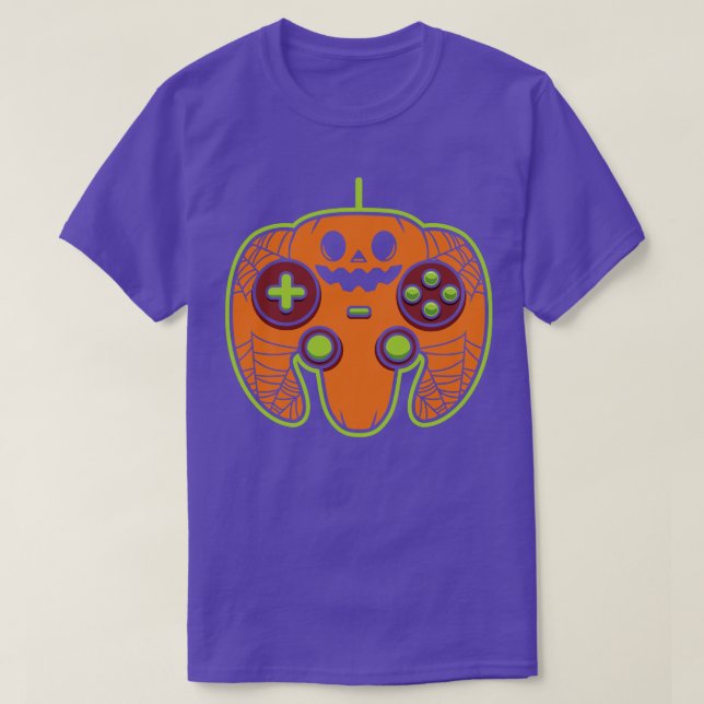 Camiseta Scary Jackolantern Pumpkin Video Game Controller (Diseño del anverso)