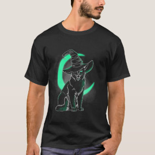 Camiseta Scary Kitten Witch Gorra Moon Cute Halloween Cat T
