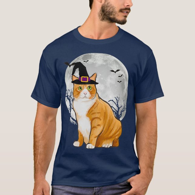 Camiseta Scary Manx Cat Witch Gorra Halloween (Anverso)