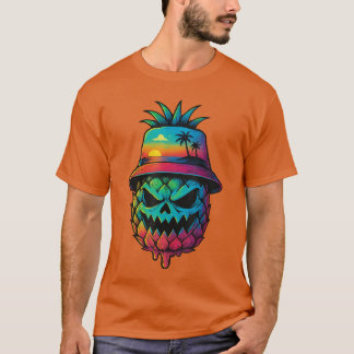 Camiseta Scary Pineapple Tropical Fruit Summer Halloween Su