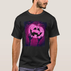 Camiseta Scary Pink Jack O Lantern Con El Sombrío De Las Ma