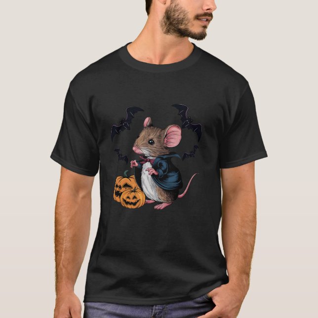 Camiseta Scary Pumpkin Bat Funny Witch Gorra Mouse Hallowee (Anverso)
