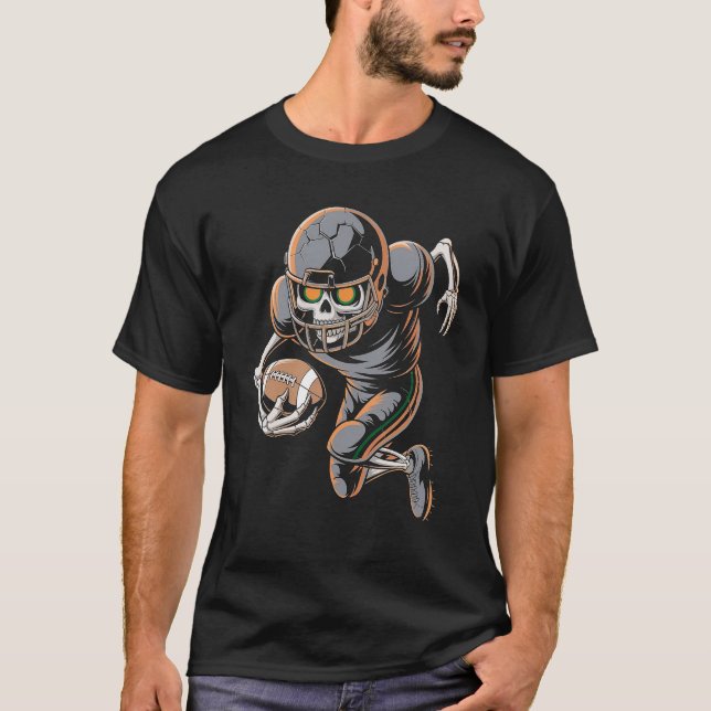 Camiseta Scary Skeleton Football Player Halloween Spooky (Anverso)