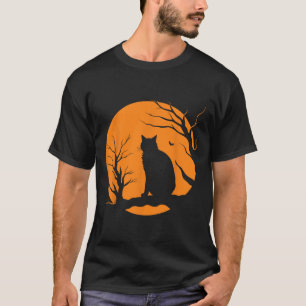 Camiseta Scary Vintage Halloween Black Cat Costume Retro Mo