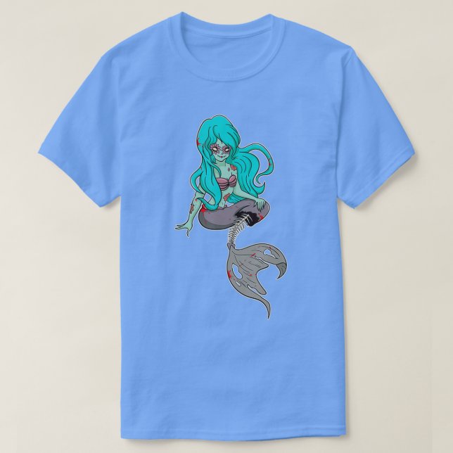 Camiseta Scary Zombie Mermaid Costume Hallown Skeleton Fant (Diseño del anverso)