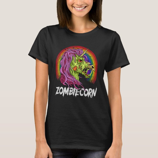 Camiseta Scary Zombiecorn Zombie Unicornio disfraz de Hallo (Anverso)