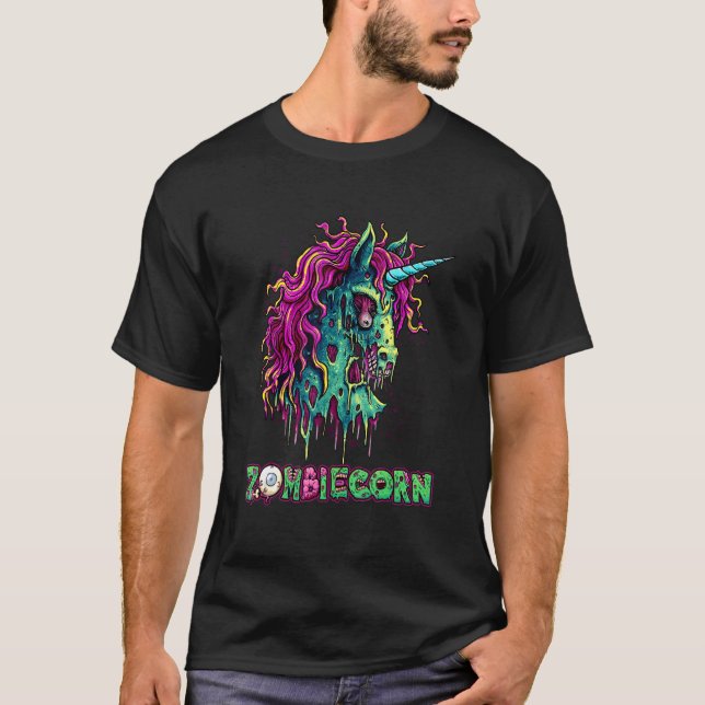 Camiseta Scary Zombiecorn Zombie Unicornio disfraz de Hallo (Anverso)
