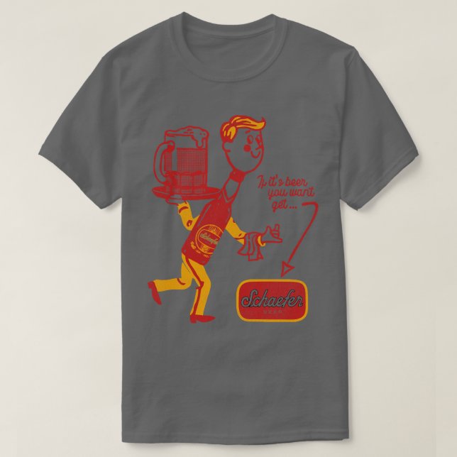 Camiseta Schaefer Beer Man Retro derrotó a Breweriana (Diseño del anverso)