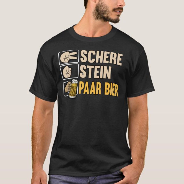 Camiseta Schere Stein Paar Bier Pils Saufen Geschenkidee Es (Anverso)