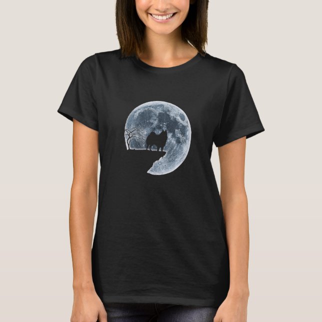Camiseta Schipperke Halloween Costume Moon Silhouette (Anverso)