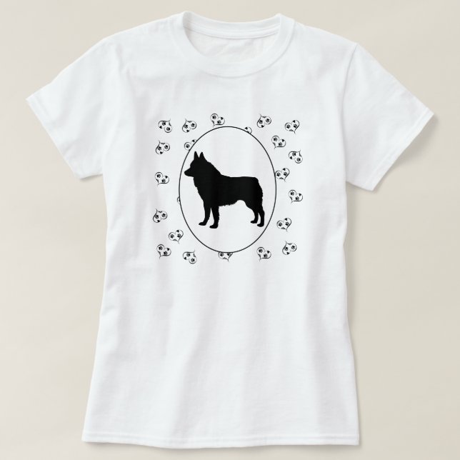 Camiseta Schipperke Hearts and Pawprints (Diseño del anverso)