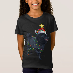 Camiseta Schipperke Perro Xmas Árbol de iluminación Santa S