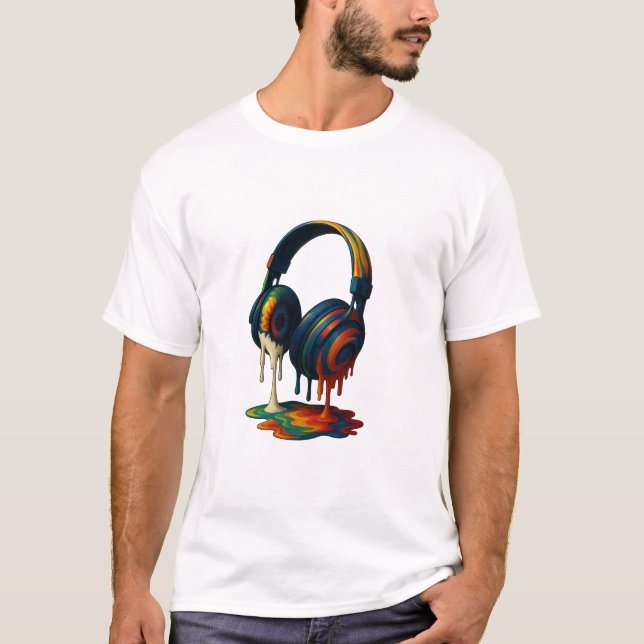 Camiseta Schmelzende Kopfhörer – Künstlerisches T-Shirt (Anverso)