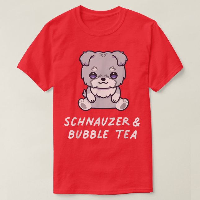 Camiseta Schnauzer & Bubble Tea Kawaii Cute Anime Perro Lov (Diseño del anverso)