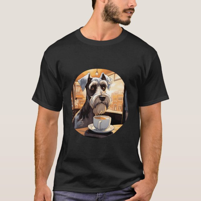 Camiseta Schnauzer Coffee Graciosa Bebida de perro (Anverso)