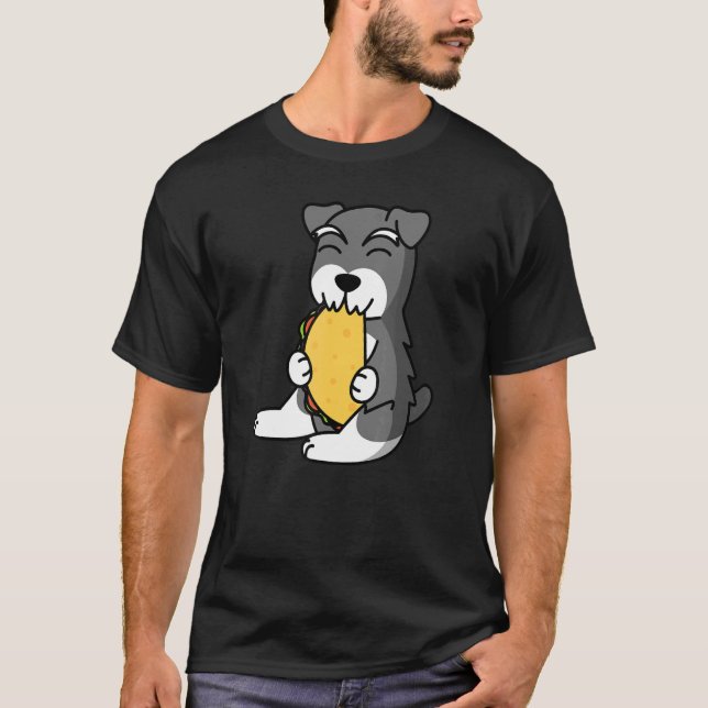 Camiseta Schnauzer comiendo un taco de perro 1 (Anverso)