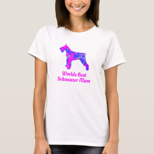 Camiseta Schnauzer Cute Dog Mejor Mamá Silueta Rosa