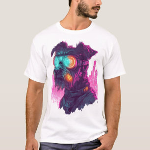 Camiseta Schnauzer Cyberpunk � Perro Neon Futurista