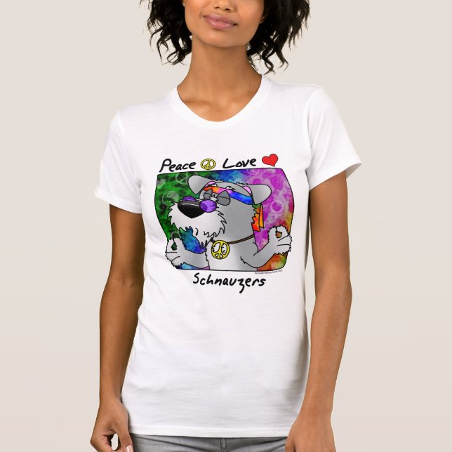 Camiseta Schnauzer del amor de la paz del dibujo animado (Anverso)