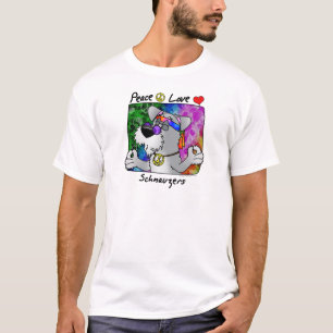 Camiseta Schnauzer del amor de la paz del dibujo animado